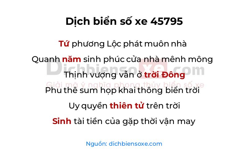 Dịch thơ biển số 45795