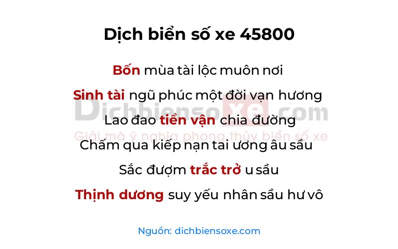 Dịch thơ biển số 45800