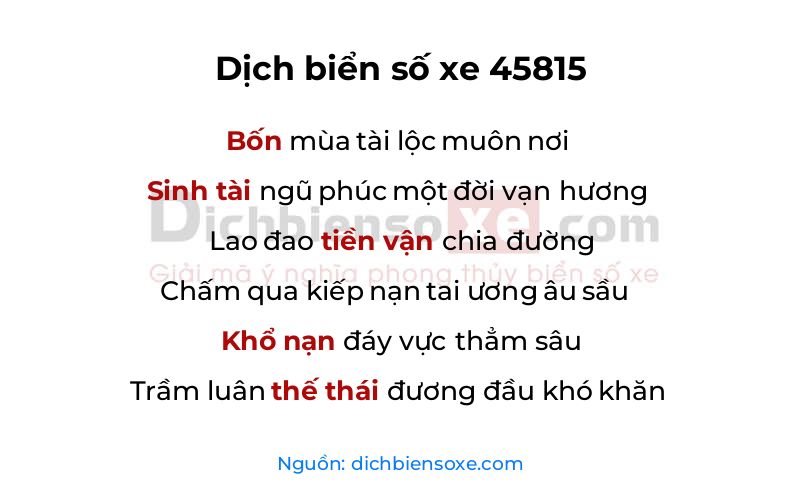Dịch thơ biển số 45815