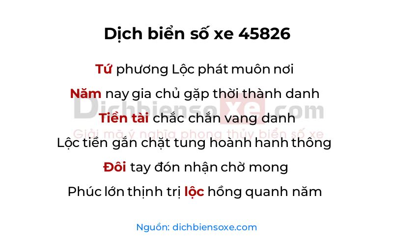Dịch thơ biển số 45826
