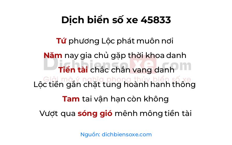 Dịch thơ biển số 45833