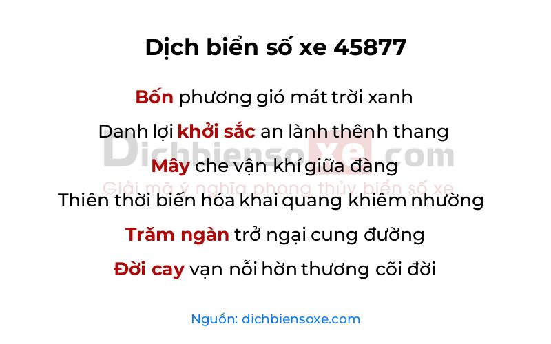 Dịch thơ biển số 45877