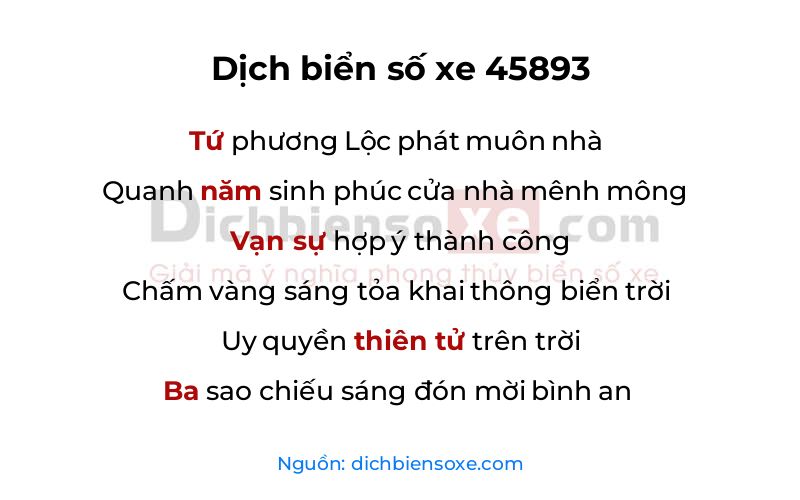 Dịch thơ biển số 45893