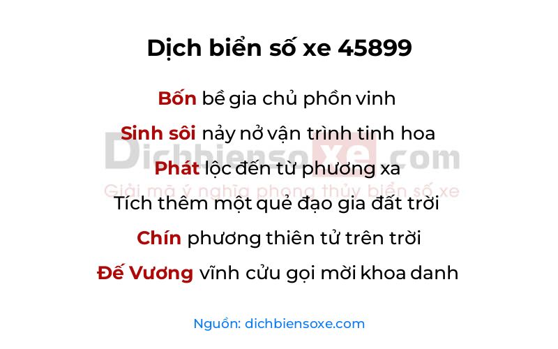 Dịch thơ biển số 45899