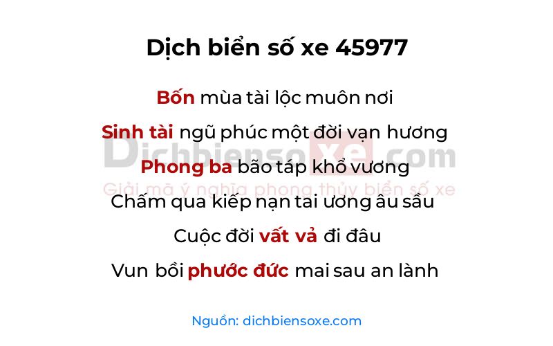 Dịch thơ biển số 45977