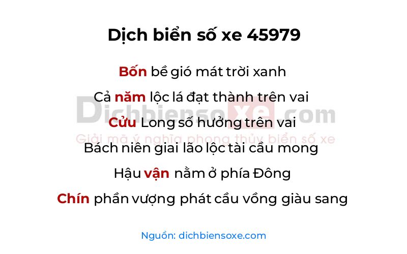 Dịch thơ biển số 45979
