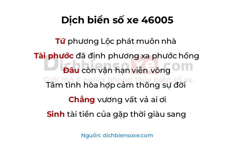 Dịch thơ biển số 46005
