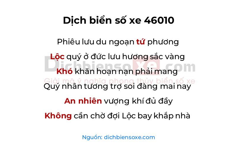 Dịch thơ biển số 46010