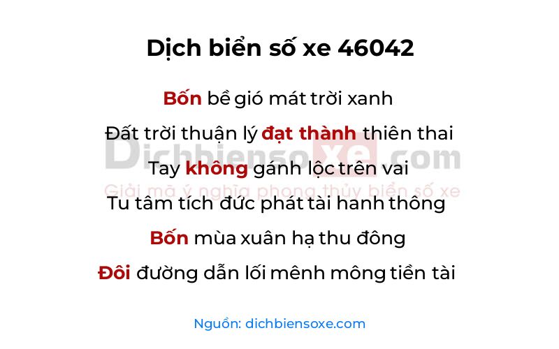 Dịch thơ biển số 46042