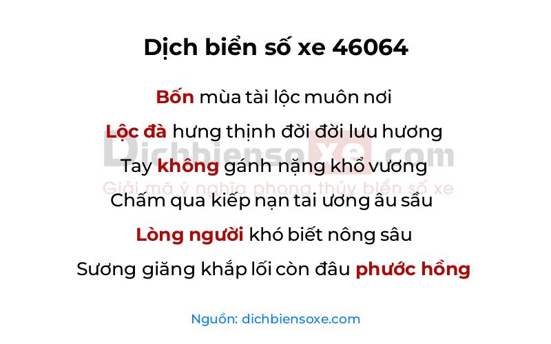 Dịch thơ biển số 46064