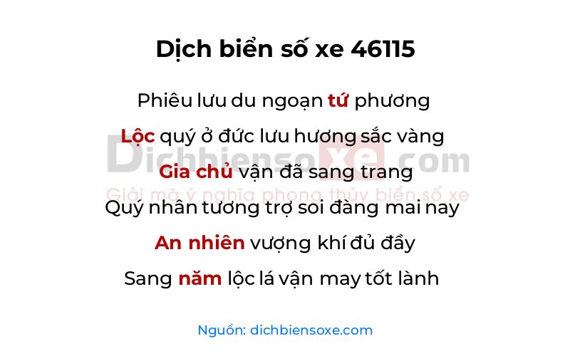 Dịch thơ biển số 46115