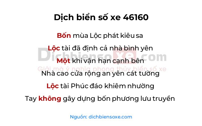 Dịch thơ biển số 46160