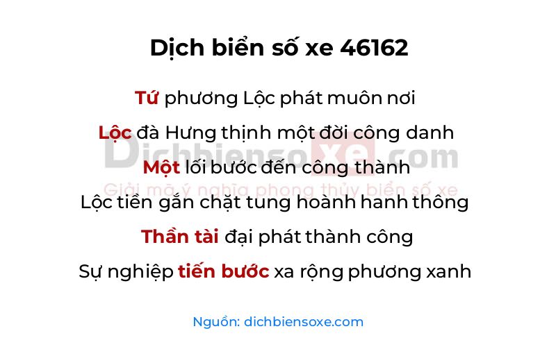 Dịch thơ biển số 46162