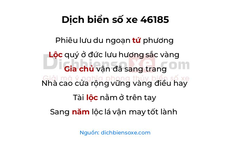 Dịch thơ biển số 46185