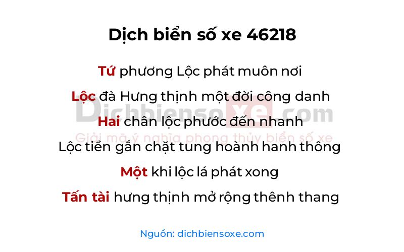 Dịch thơ biển số 46218