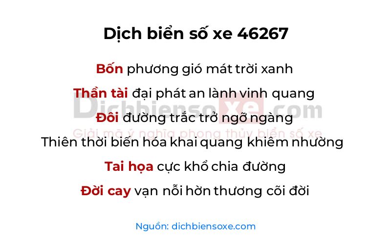 Dịch thơ biển số 46267