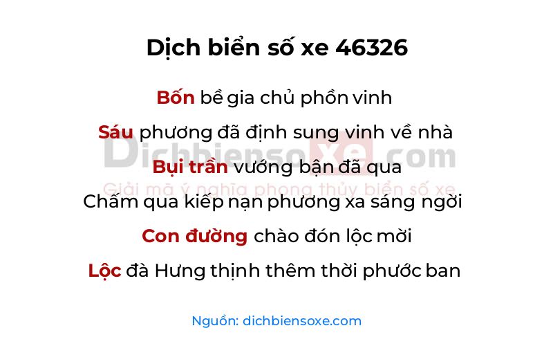 Dịch thơ biển số 46326