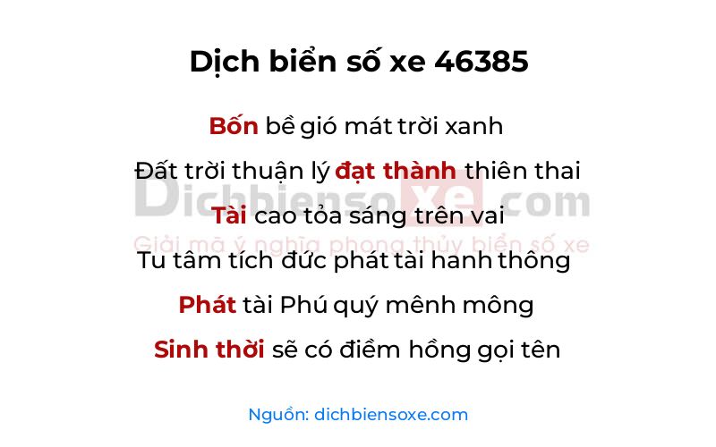 Dịch thơ biển số 46385