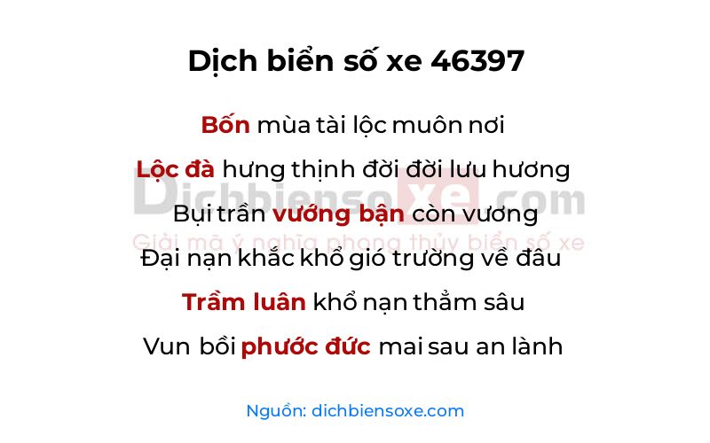Dịch thơ biển số 46397