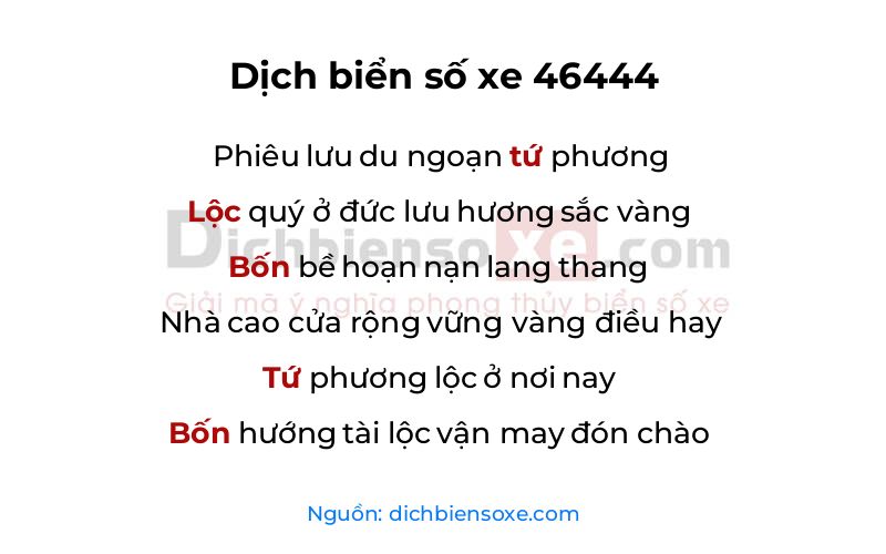 Dịch thơ biển số 46444