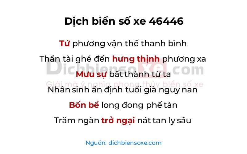 Dịch thơ biển số 46446