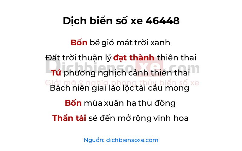 Dịch thơ biển số 46448