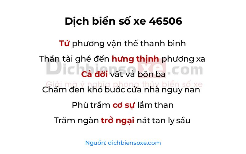 Dịch thơ biển số 46506