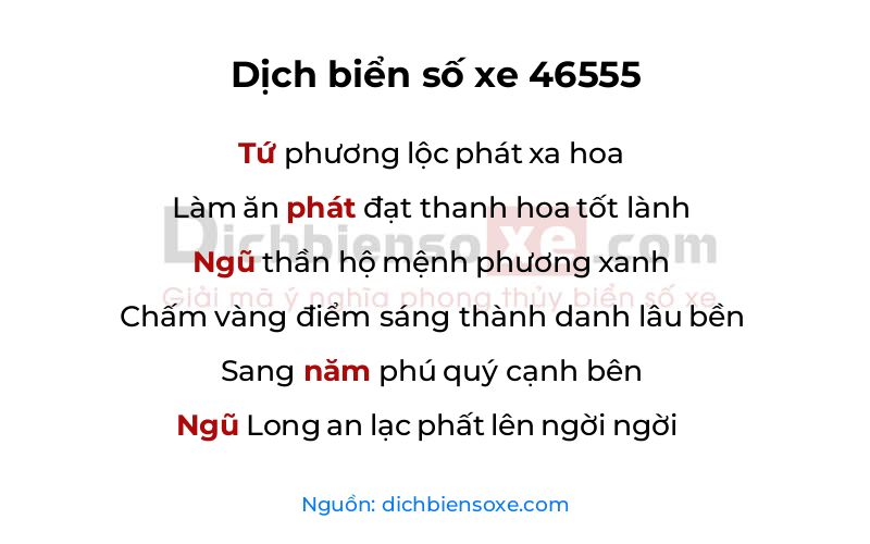 Dịch thơ biển số 46555