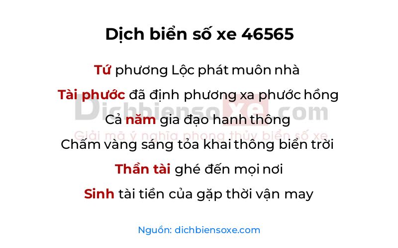 Dịch thơ biển số 46565