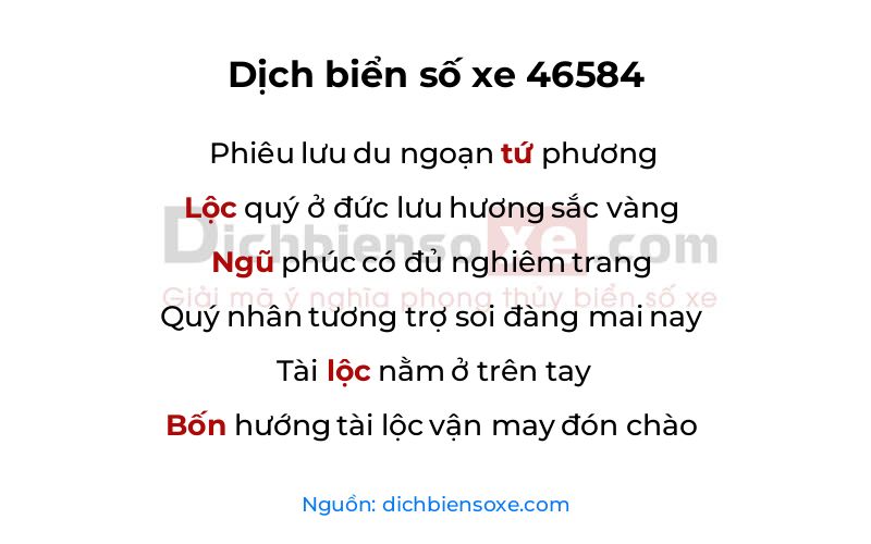 Dịch thơ biển số 46584