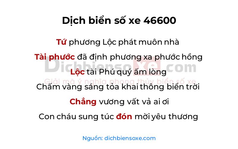 Dịch thơ biển số 46600