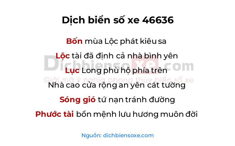 Dịch thơ biển số 46636