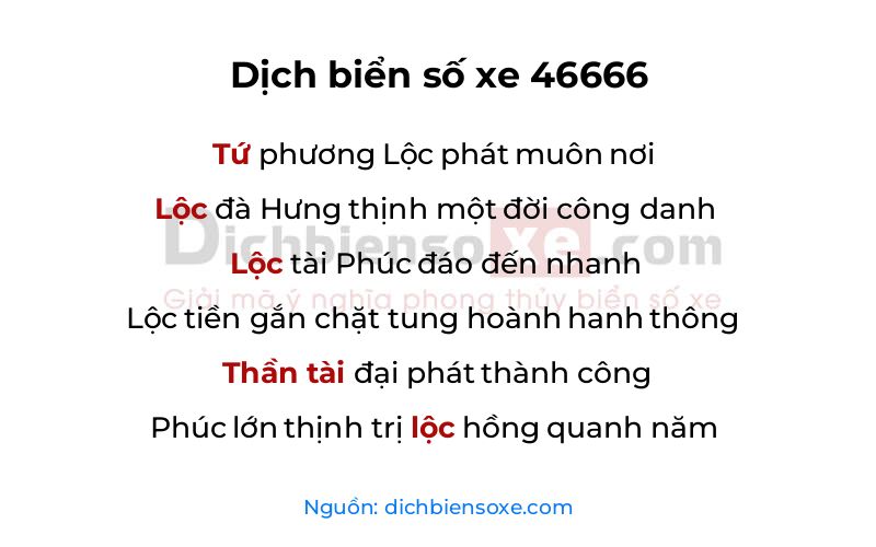 Dịch thơ biển số 46666