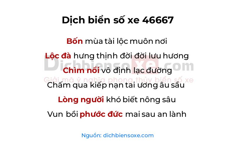 Dịch thơ biển số 46667
