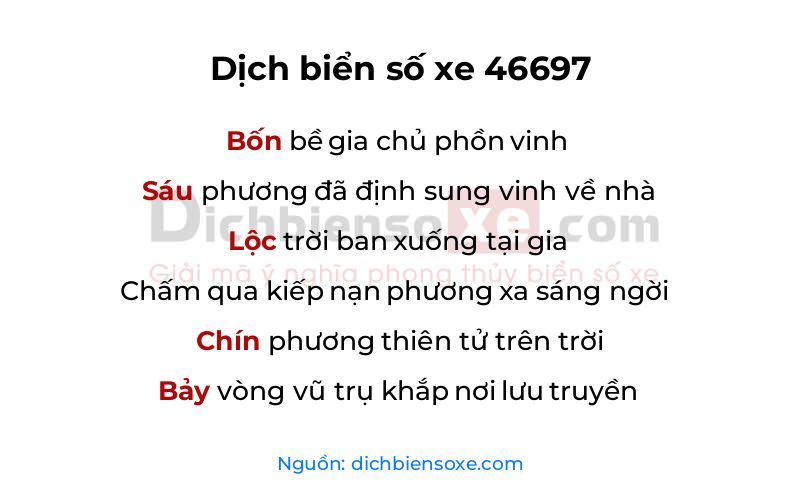 Dịch thơ biển số 46697