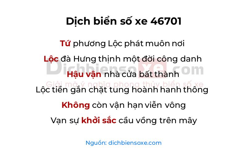 Dịch thơ biển số 46701