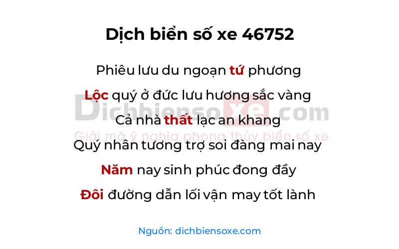 Dịch thơ biển số 46752