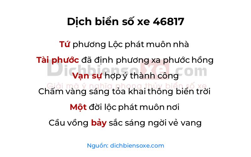 Dịch thơ biển số 46817