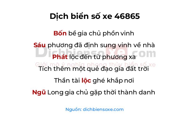 Dịch thơ biển số 46865