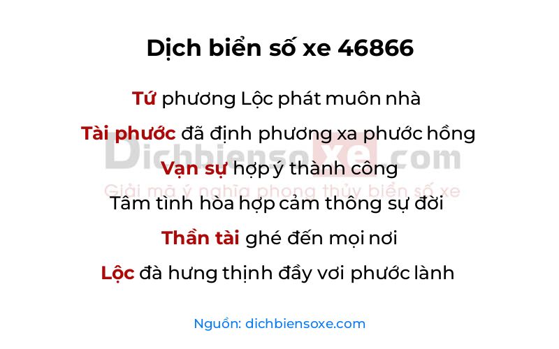 Dịch thơ biển số 46866