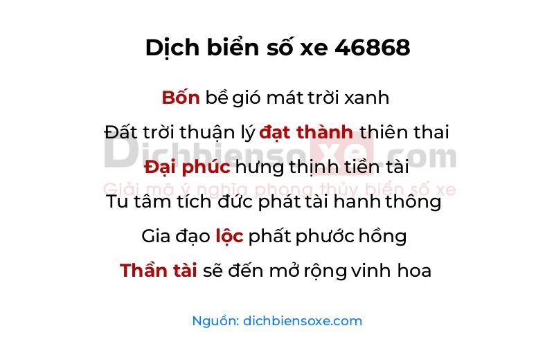 Dịch thơ biển số 46868