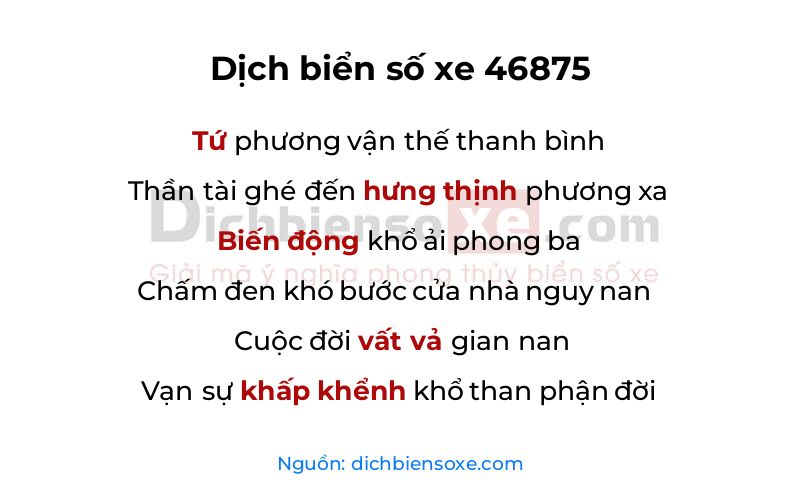 Dịch thơ biển số 46875