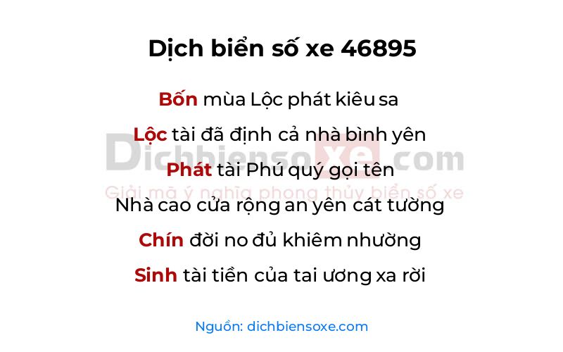Dịch thơ biển số 46895
