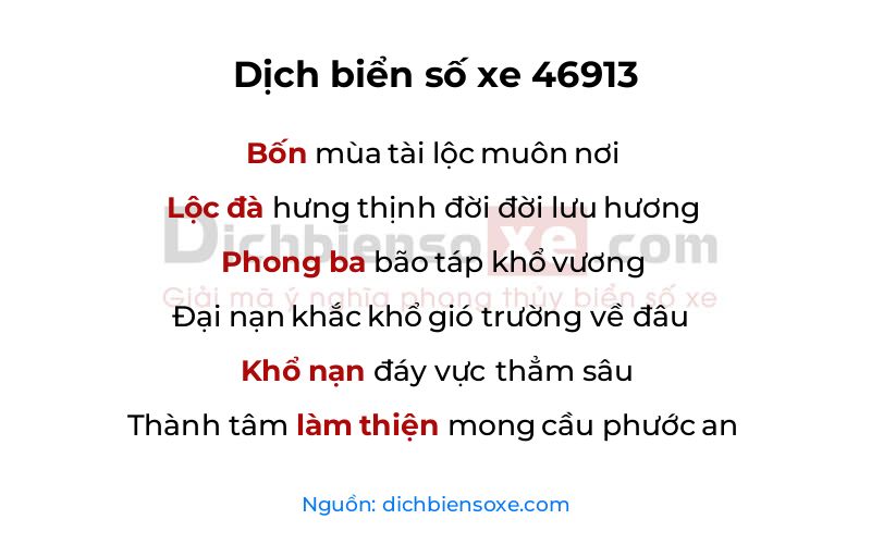 Dịch thơ biển số 46913