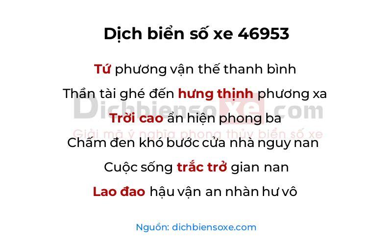 Dịch thơ biển số 46953