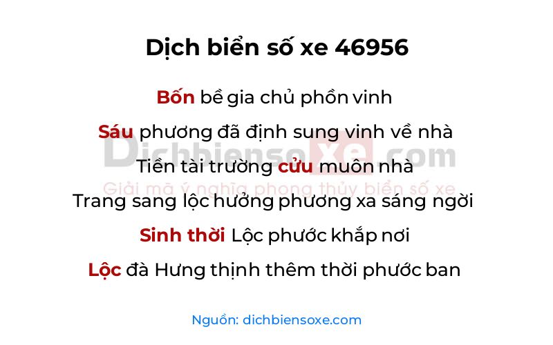 Dịch thơ biển số 46956