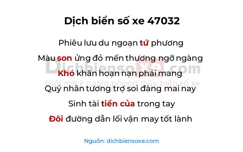 Dịch thơ biển số 47032
