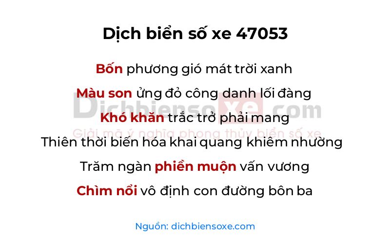 Dịch thơ biển số 47053