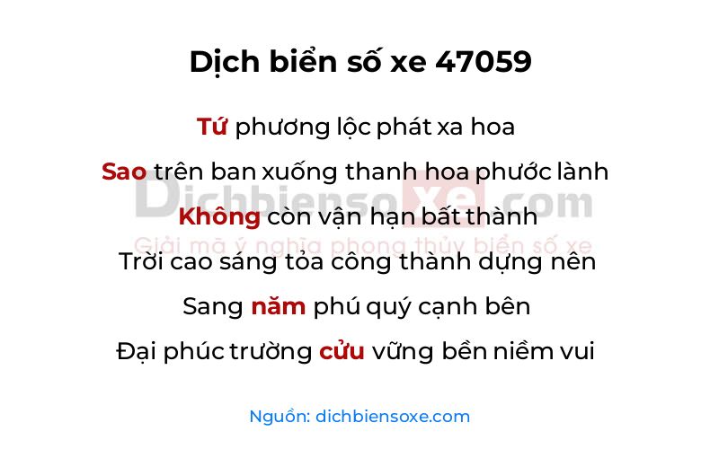Dịch thơ biển số 47059