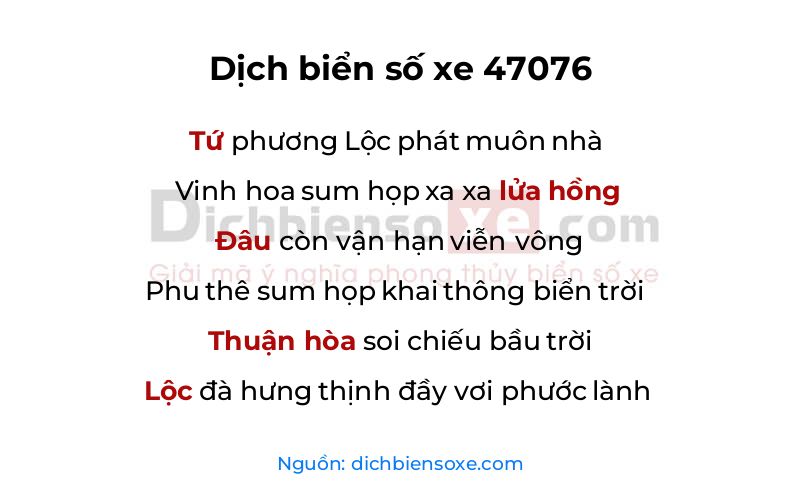 Dịch thơ biển số 47076